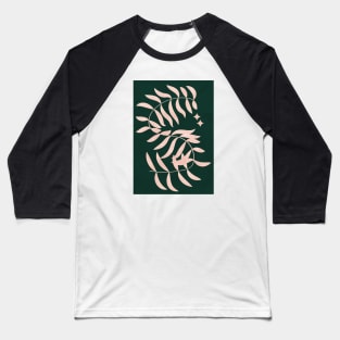 Botanical Plant, Palm Leaf, Earth Tones, Boho, Forest Green Baseball T-Shirt